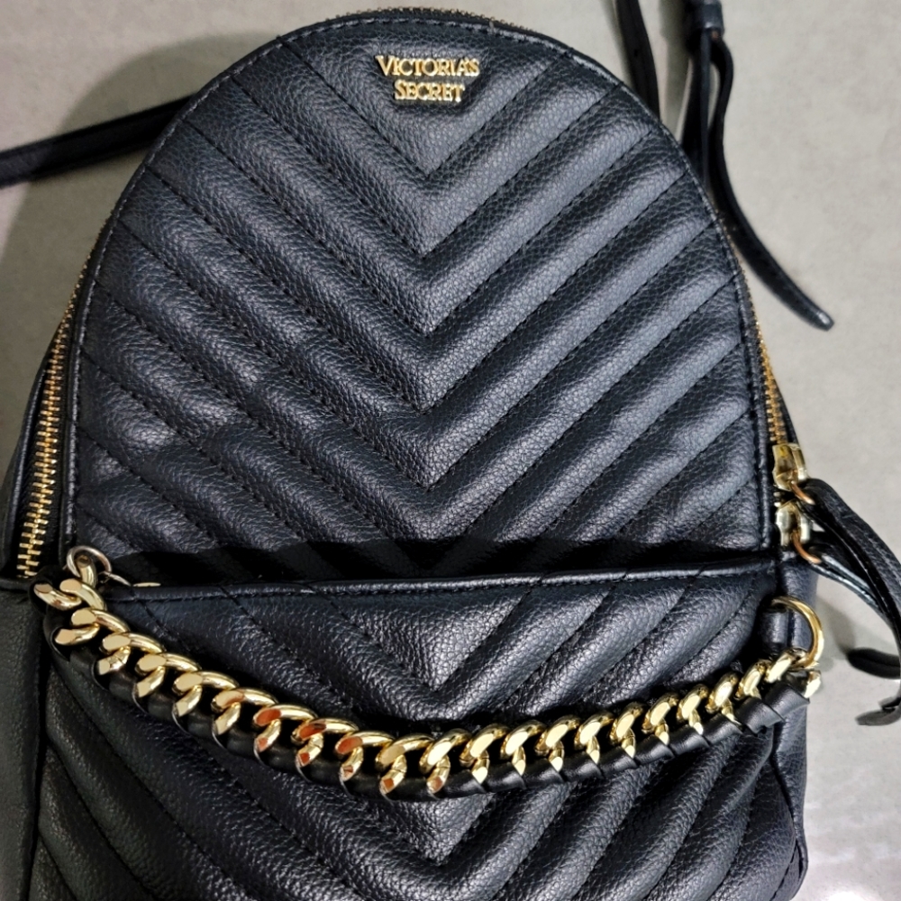 Victoria's Secret Mini Backpack Black And Gold Gem